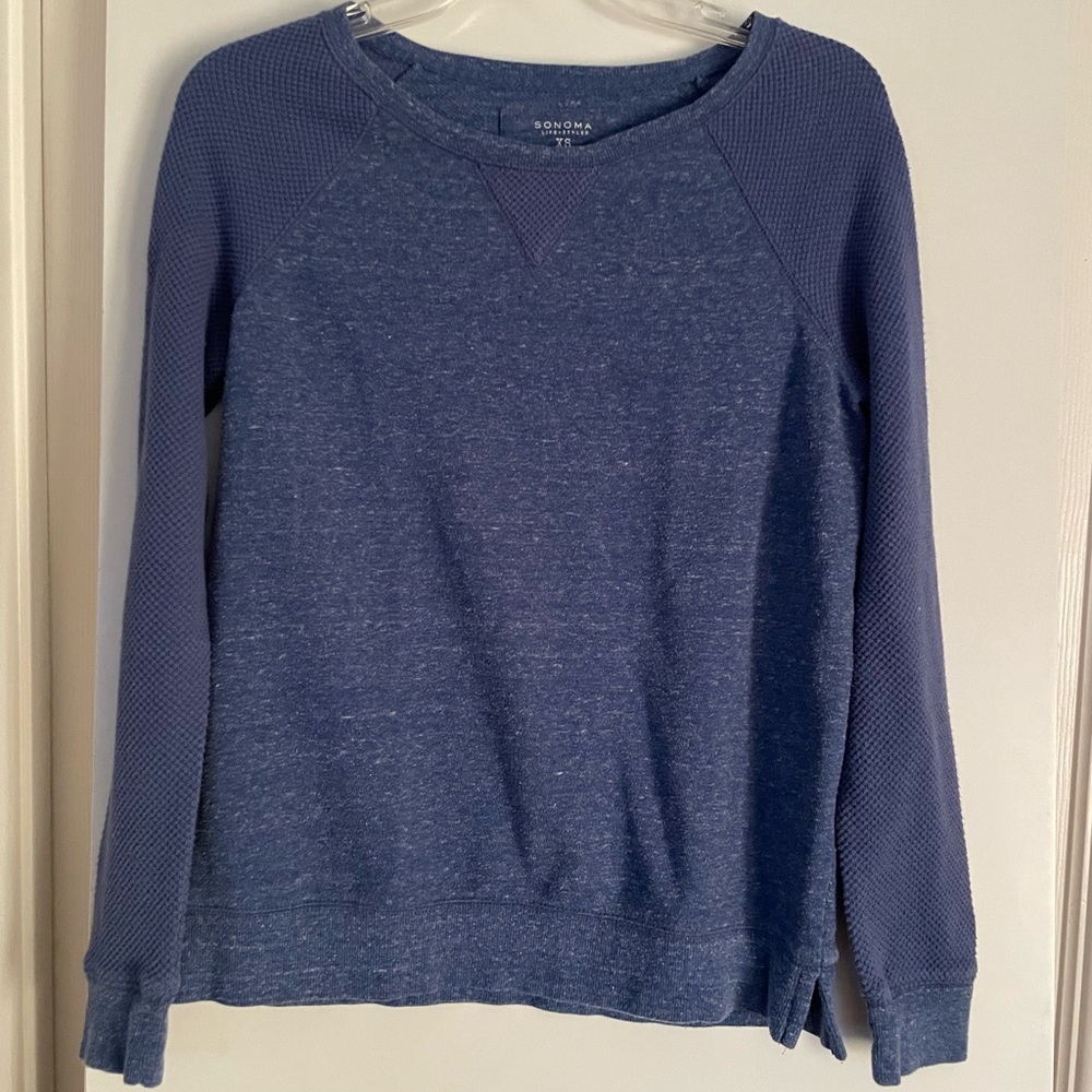 Sonoma Cotton Soft Crew Neck Long Sleeve Sweatshirt Blue